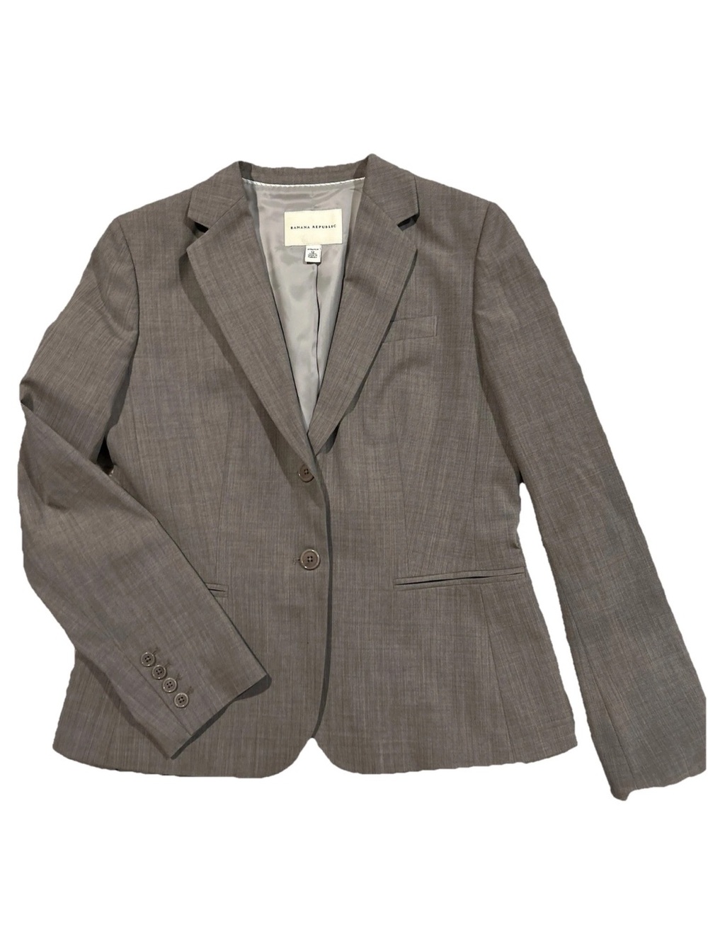 Banana Republic Gray Stretch Wool Blazer 2-Button Fully Lined Jacket Size 12